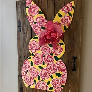 Floral Bunny Door Hanger - Yellow & Pink